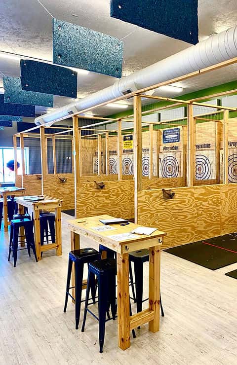 Inside the axe throwing venue
